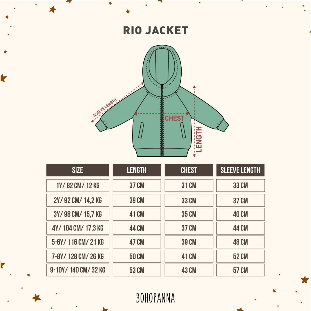 BOHOPANNA RIO JACKET HOODIE JAKET BOHO BABY JAKET ANAK UNISEX BAJU LENGAN PANJANG HANGAT 1 - 10 TAHUN