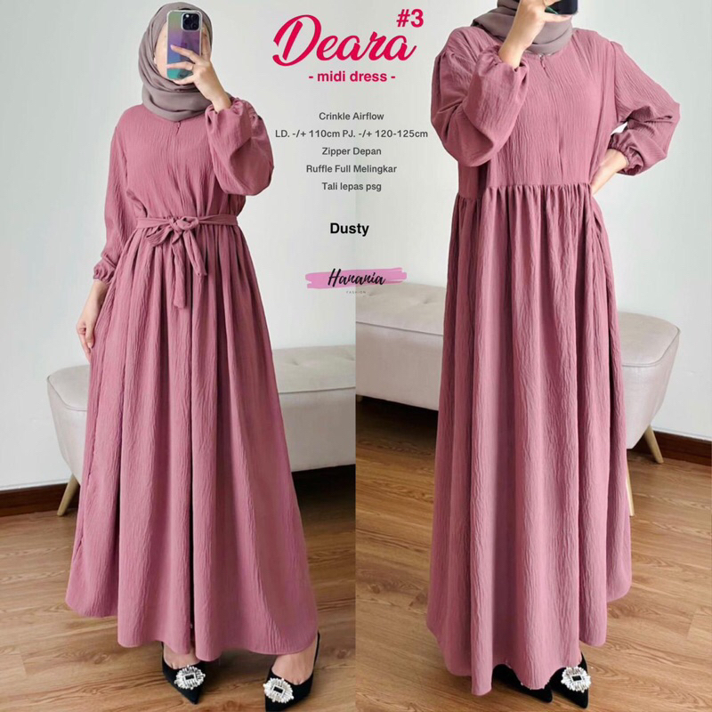 DEARA #3 DRESS / GAMIS CRINKLE MAXI WANITA / ORI BY HANANIA
