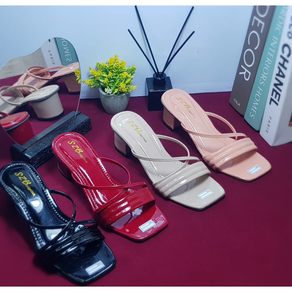 heels wanita tali hak tahu 5cm terbaru ELIZHA