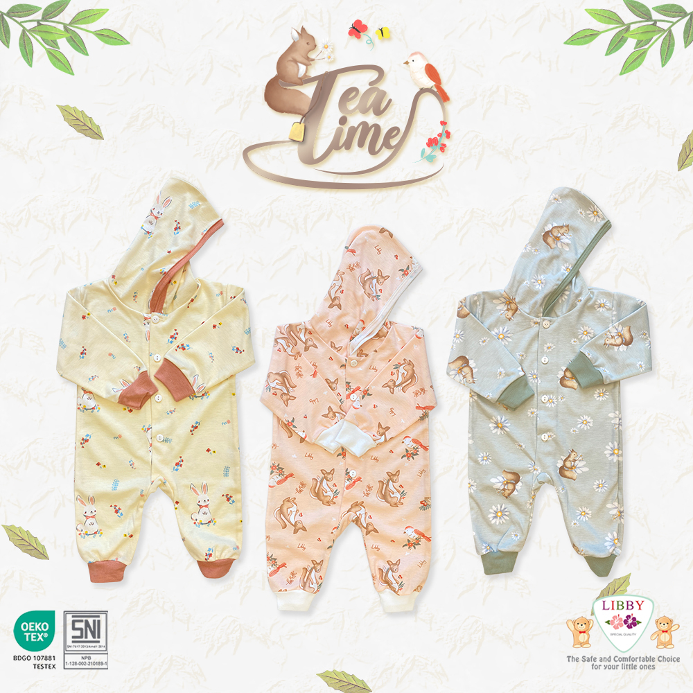 [TOMS] [BUNDLE HEMAT 3pc] LIBBY (3pcs) Jumper Baju Kodok Panjang Buka Kaki + Topi MOTIF Terbaru Grosir PRINT