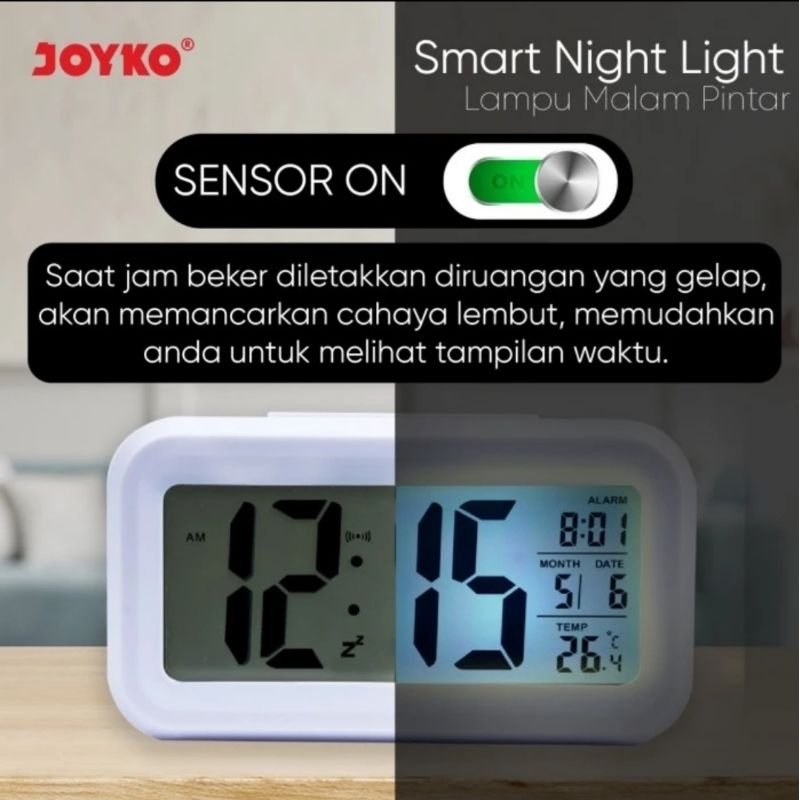 JOYKO ALCL-602D Jam Beker Alarm Weker Dering, Kalender &amp; Suhu Digital