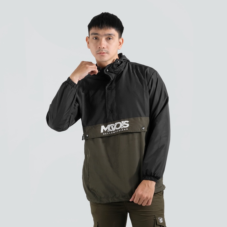 Mcvois Jaket Cagoule Pria Hitam Army Premium Distro