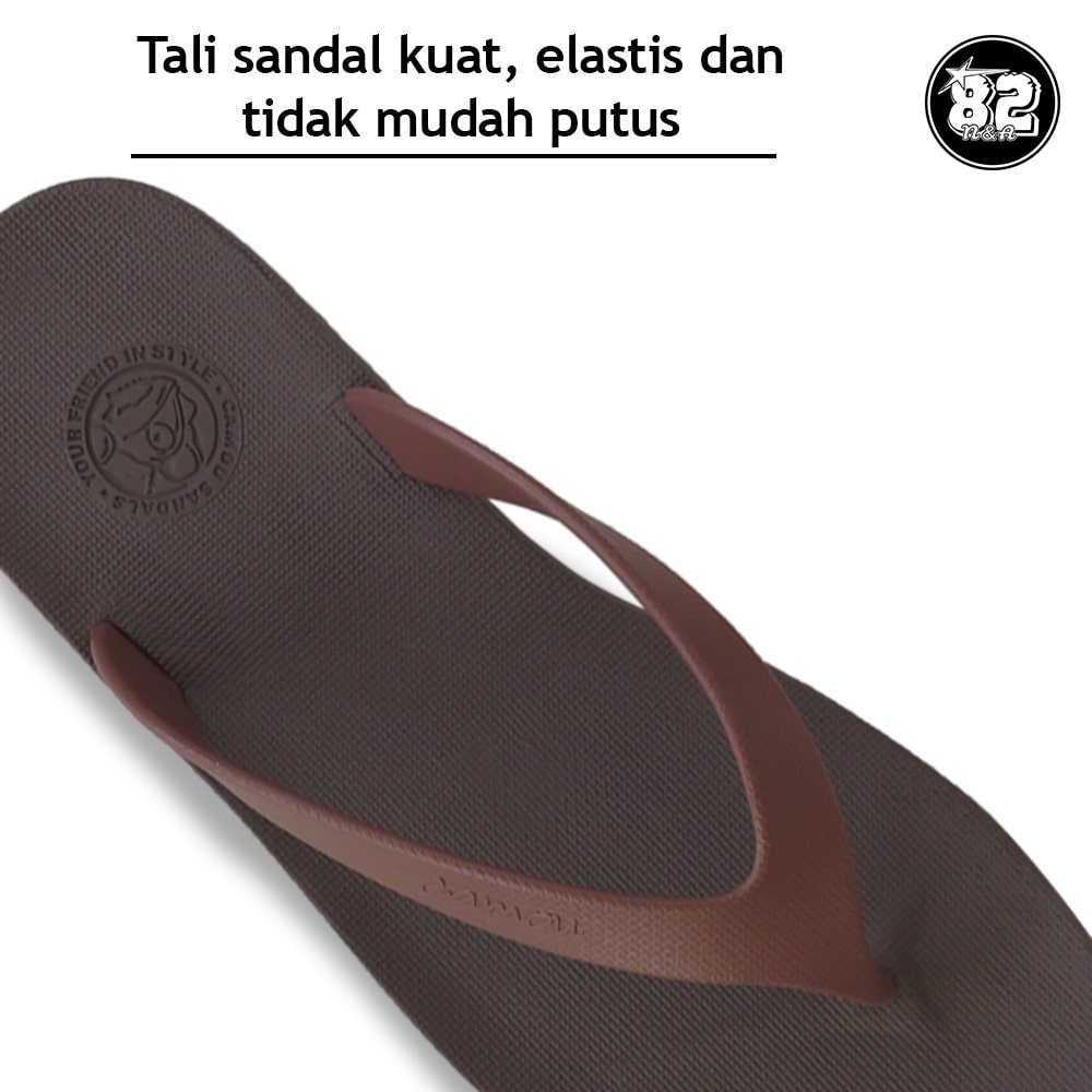 Camou Sendal Sandal Jepit Pria WR Chocolate Bahan Full Karet Premium Anti Licin