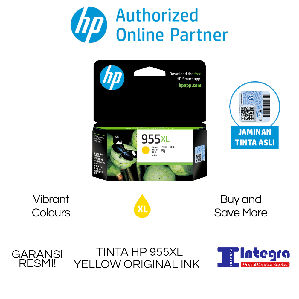 Tinta HP 955 XL Yellow Original Cartridge - L0S69AA Printer HP Officejet 7720, 7740