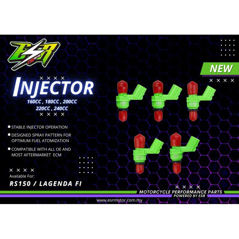 ESR INJECTOR/INJEKTOR 160CC/180CC/200CC/220CC/240CC/260CC UNTUK MOTOR SONIC/JUPITER Z &  MX KING V2 