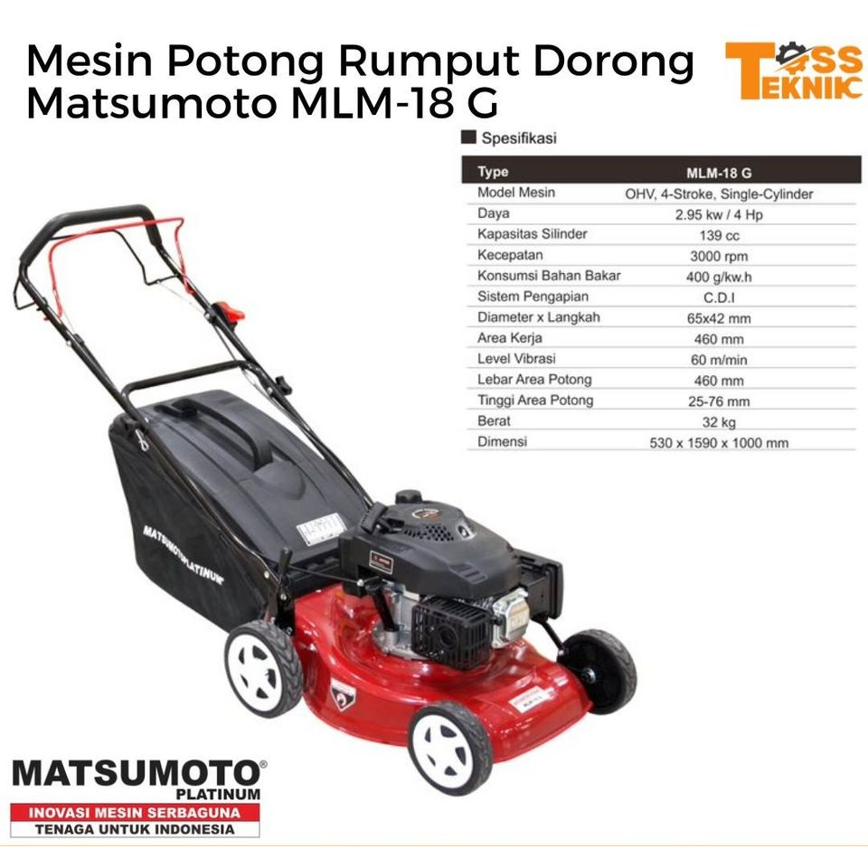 Mesin Potong Rumput Dorong 4 TAK Matsumoto MLM-18 G Lawn Mower / Pemotong Rumput Dorong