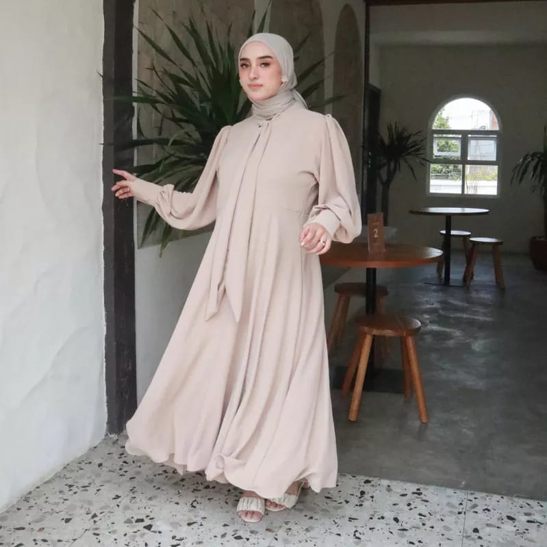 Lyona Dress Busui Cricle Airflow Gamis Busui Lengan Balon / Gamis Wanita Pesta Kondangan Lebaran Terbaru 2023