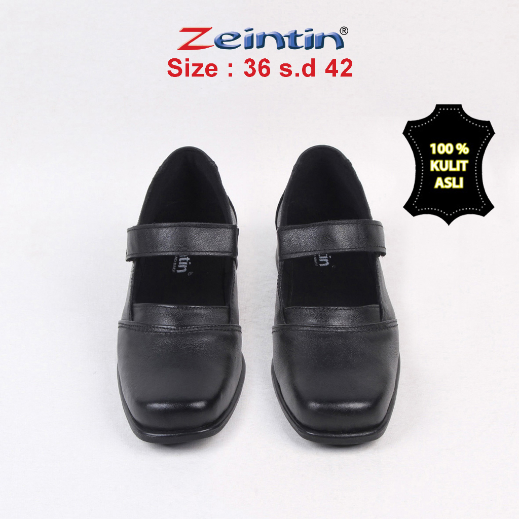 Zeintin - Sepatu Pantofel Wanita Bahan Kulit Asli Hitam Mengkilap Sepatu Slip On Wanita Sepatu Loafers Wanita Original Zeintin BJ