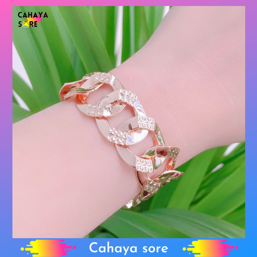 Gelang Xuping Gold Gelang Tangan Dewasa Rantai Sisik Lebar G90