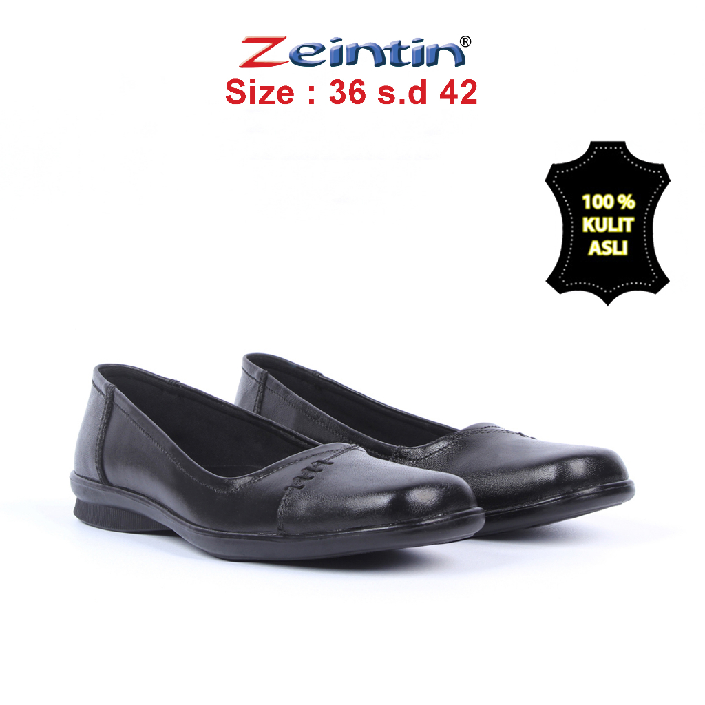 Zeintin - Sepatu Flat Shoes Wanita Zeintin BJ Hitam Kulit Sepatu Fantofel Wanita Hitam Women Shoes