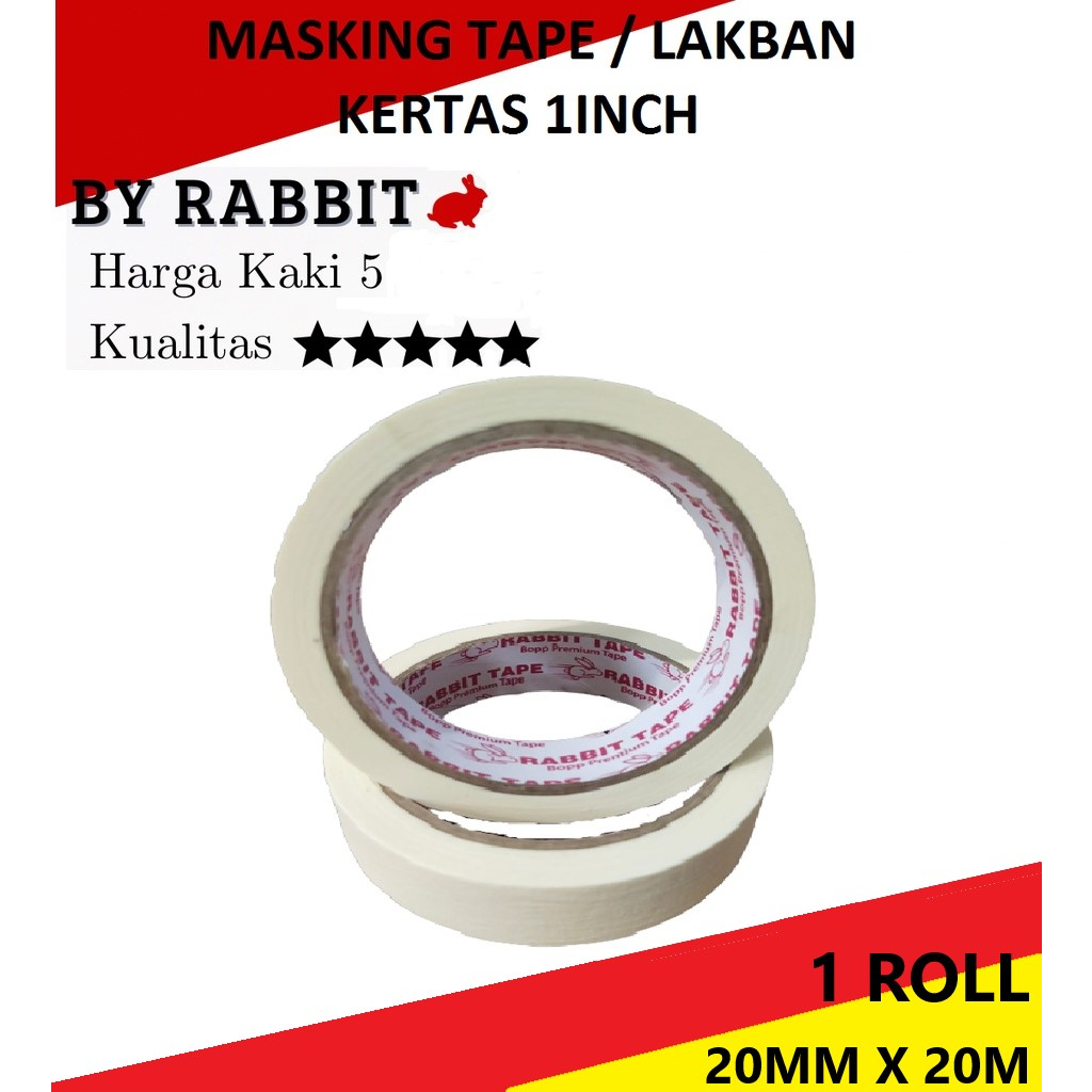 

Masking Tape / Lakban Kertas 1" 20MM x 20M Full