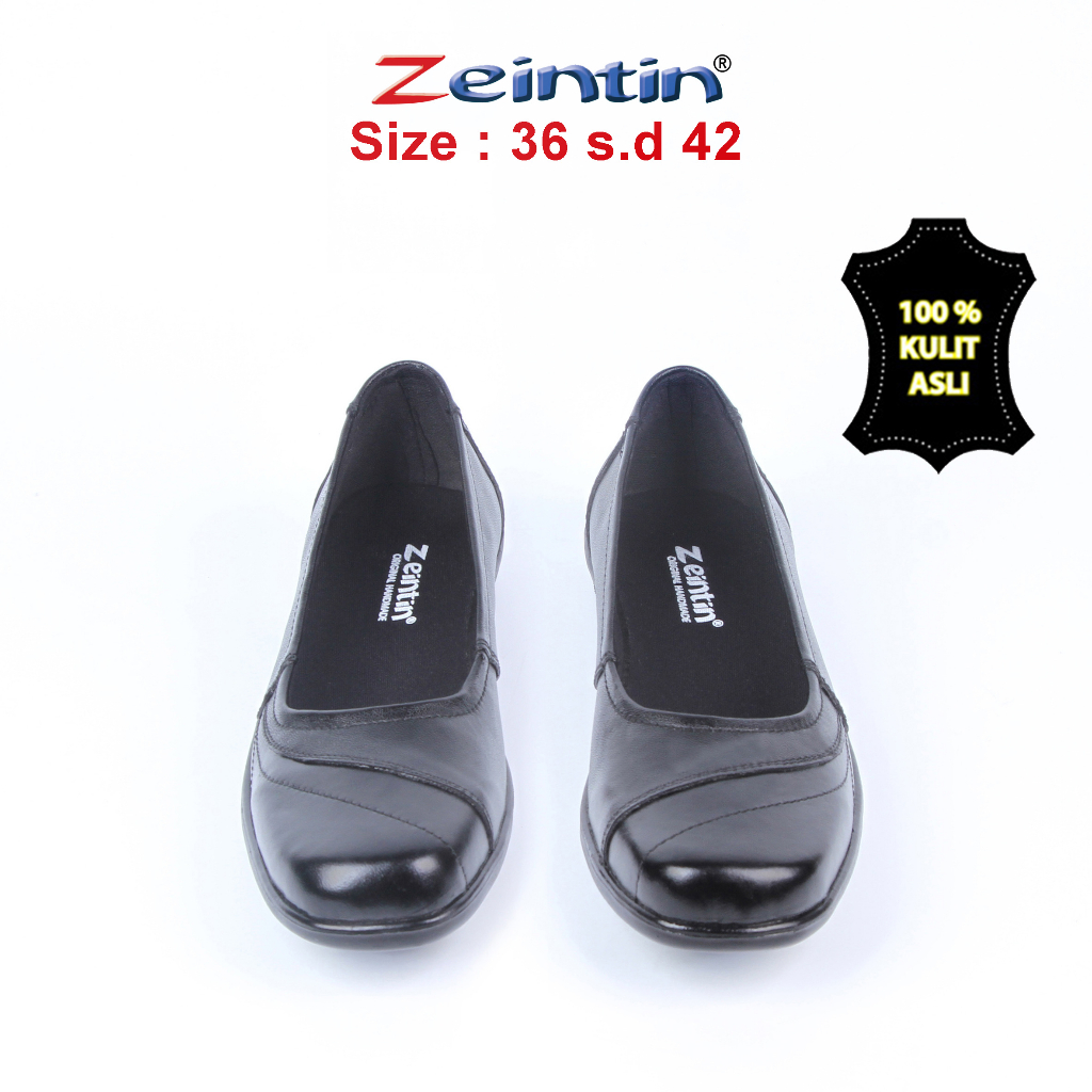 Zeintin - Sepatu Flat Shoes Wanita Zeintin BJ Hitam Kulit Sepatu Fantofel Wanita Hitam Women Shoes