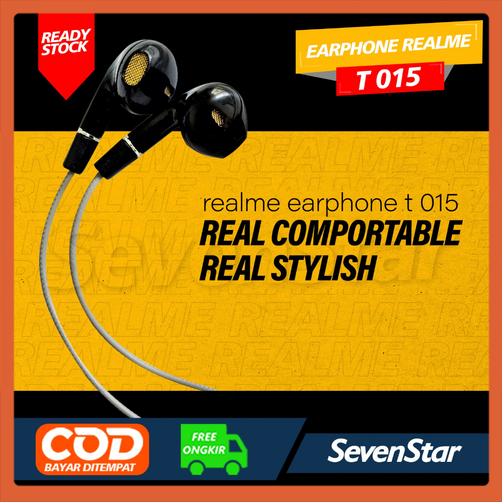 Headset Earphone Musik Realme Model Tipe T-010 T-015 T-018 Original