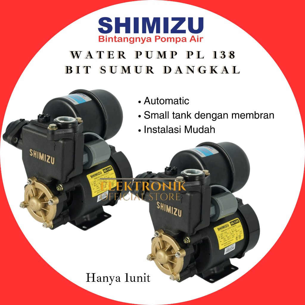 SHIMIZU POMPA AIR PL 138BIT WATER PUMP/PL138BIT/PL138 BIT/PL 138 BIT/PL-138BIT/PL-138 BIT/POMPA SUMU