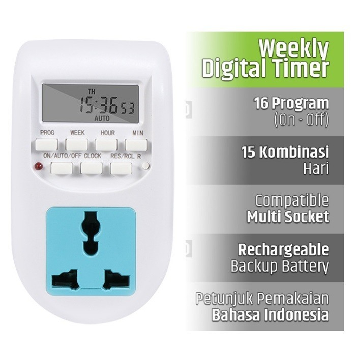 Trend-Stop Kontak Digital Timer Switch Weekly Stop Kontak Minggu 16 Program On Off AL-06 AL 06 220V