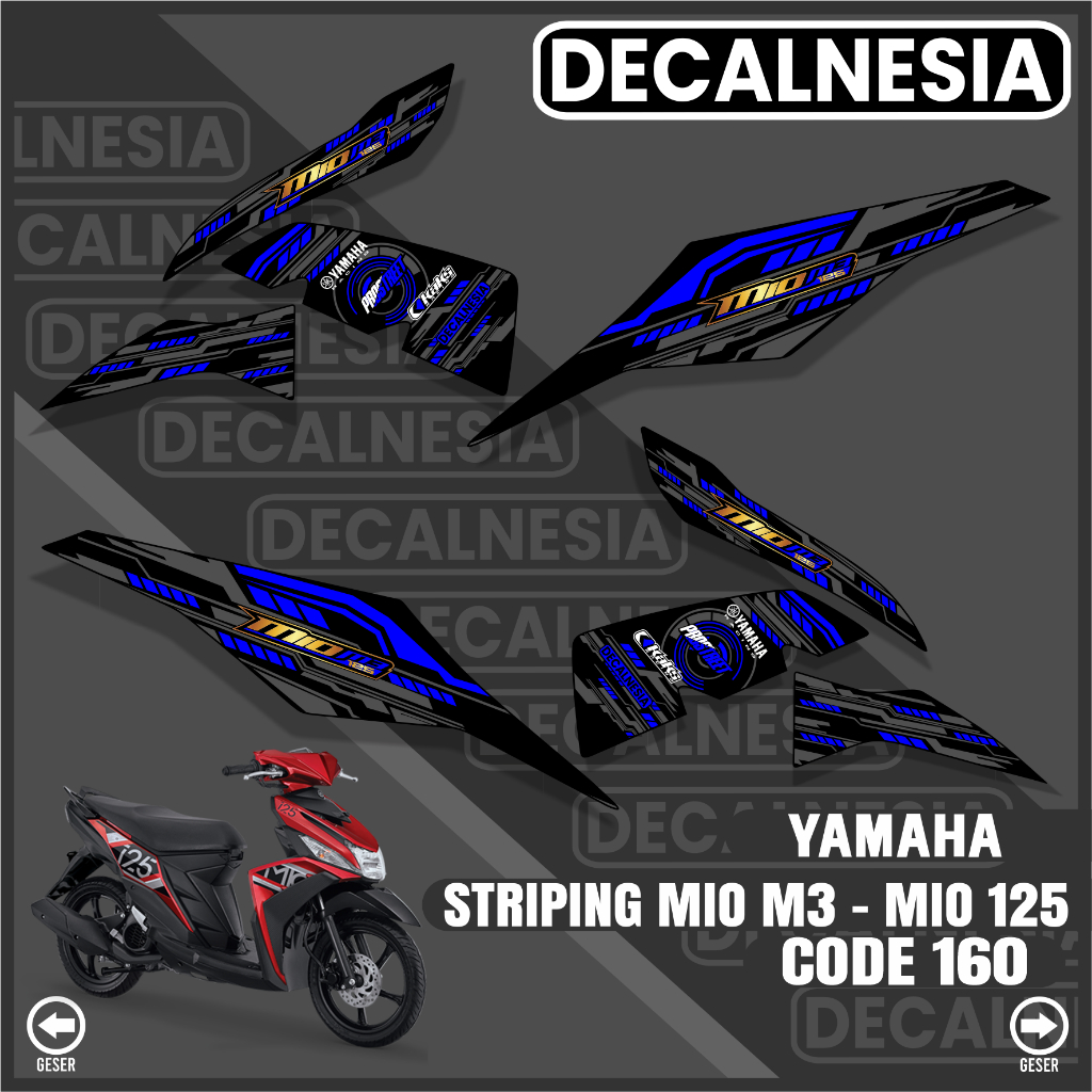 Striping Mio M3 125 Z Stiker Sticker Motor Yamaha Semi Full Decal Variasi Racing Warna Hitam Merah C