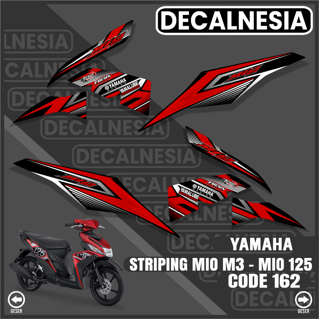 Striping Mio M3 125 Z Stiker Sticker Motor Yamaha Semi Full Decal Variasi Racing Warna Hitam Merah C