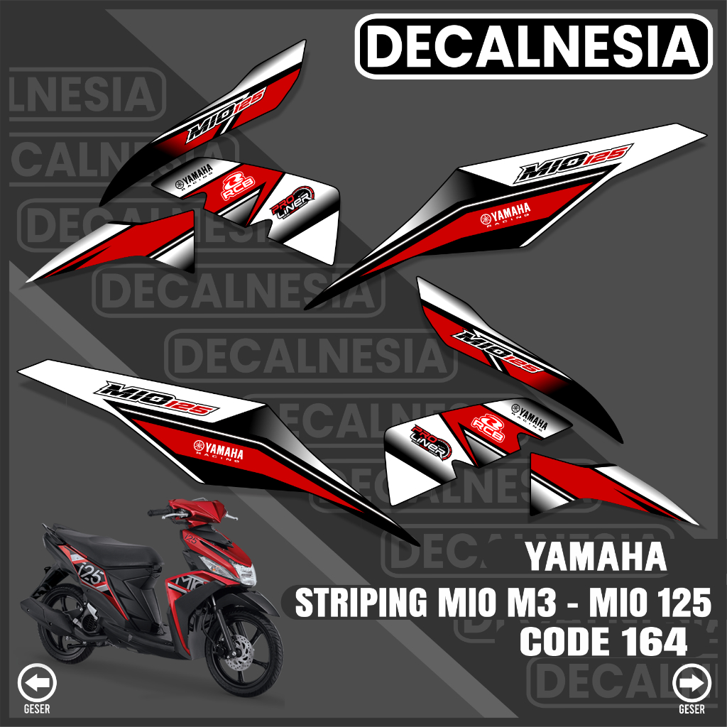 Striping Mio M3 125 Z Stiker Sticker Motor Yamaha Semi Full Decal Variasi Racing Warna Hitam Merah C