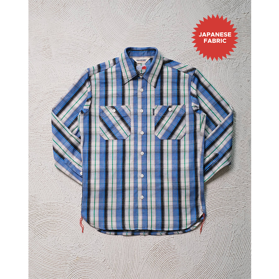 WINGMAN DENIM - JAPAN HEAVY FLANNEL | BLUE/WHITE