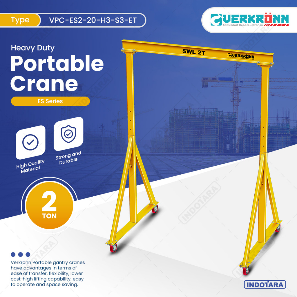 Verkronn Portable Gantry Crane 2 Ton VPC-ES2-20-H3-S3-ET