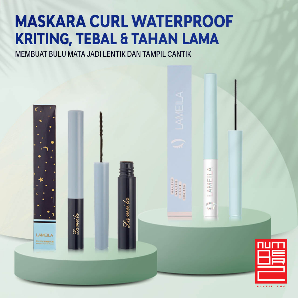 Maskara lameila eye cosmetic slim curling beauty brush biru hitam tosca eyeliner remaja waterproof tahan air dan tidak luntur yang bagus untuk melentikan alis cantik pelentik bulu mata natural