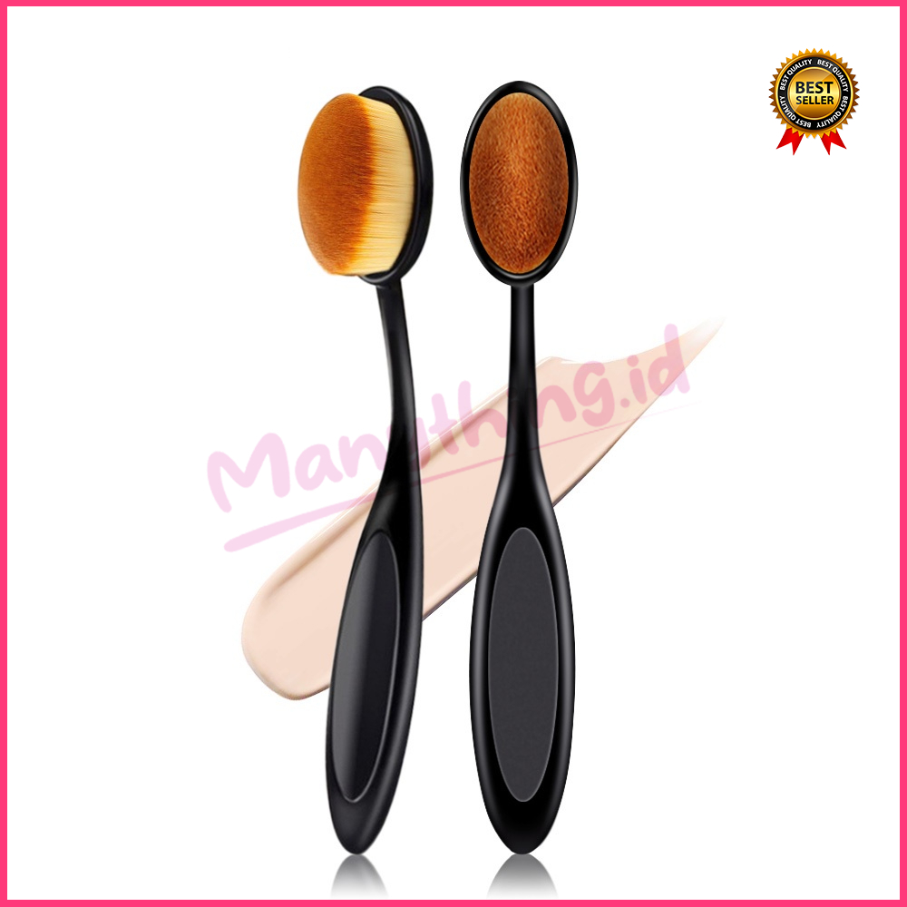 Kuas Oval Foundation Brush Make Up Gagang Hitam Mini Murah foundation blending