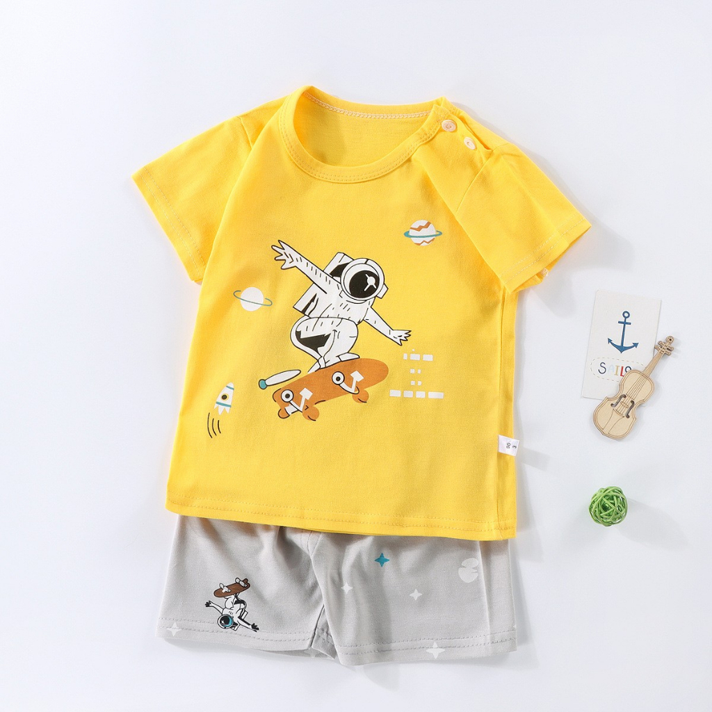 UNIKID SETELAN BAJU ANAK BAYI LENGAN PENDEK 0-6TAHUN BAHAN KATUN PREMIUM IMPORT