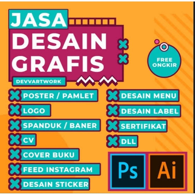 

JASA DESAIJ SPANDUK, BANNER, BROSUR, STIKER, LABEL, ID CARD, COVER BUKU DLL