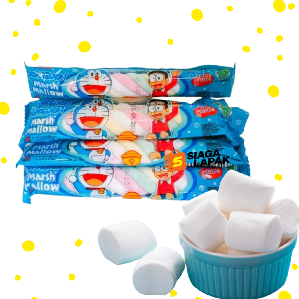 Marshmallow Kepang Doraemon 7gr Marshmellow putih warna warni