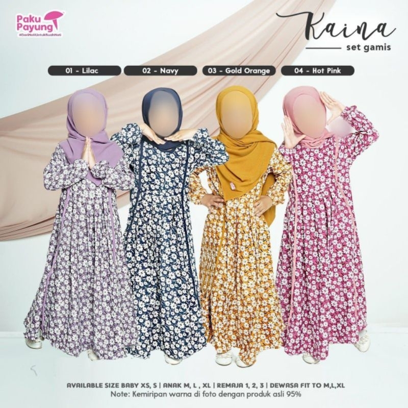 Gamis Kaina/ Gamis Couple Ibu dan Anak / Setelan Gamis Anak Couple Anak Perempuan