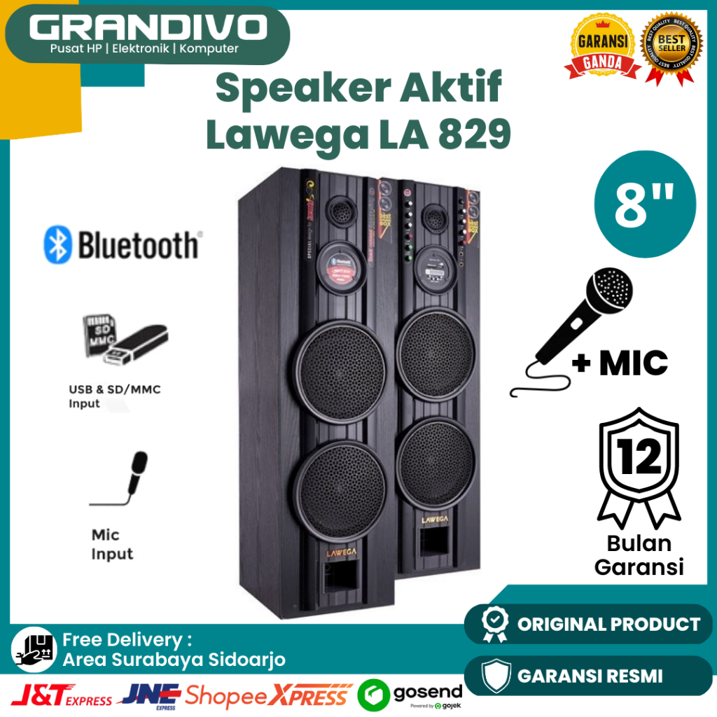 Speaker Aktif Lawega LA 829 Speaker Bluetooth Lawega Superbass Garansi Resmi - Grandivo