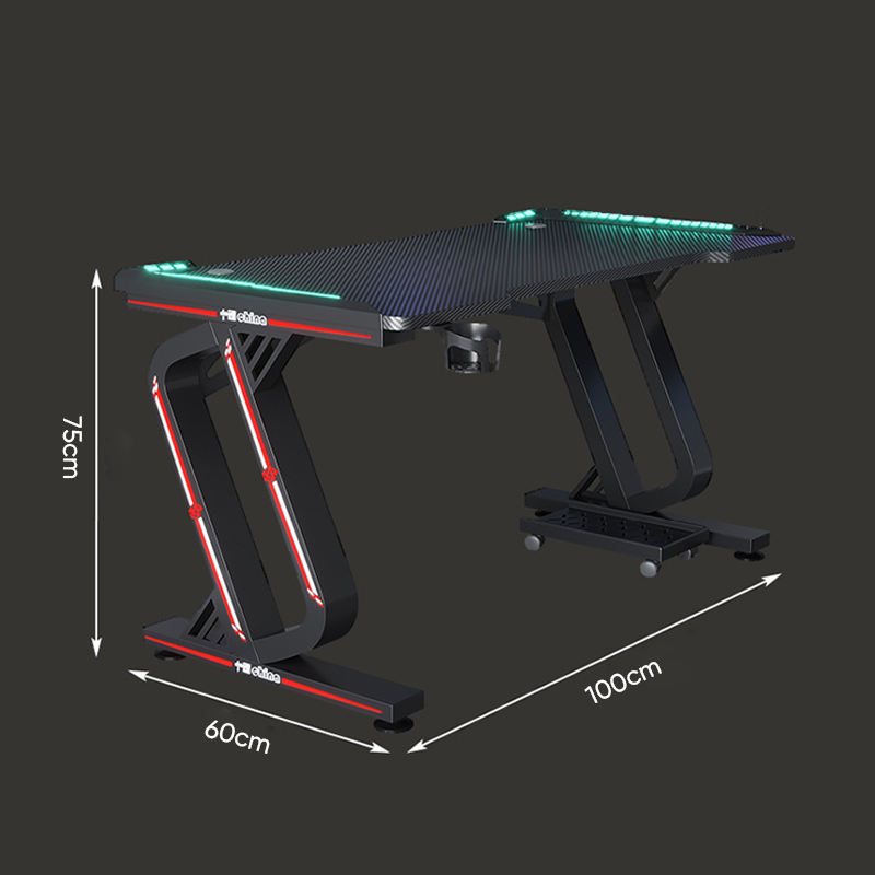 Deli Furniture Meja Gaming / Meja Komputer / Gaming Table Build In LED Light Kapasitas 300 KG E91512-8