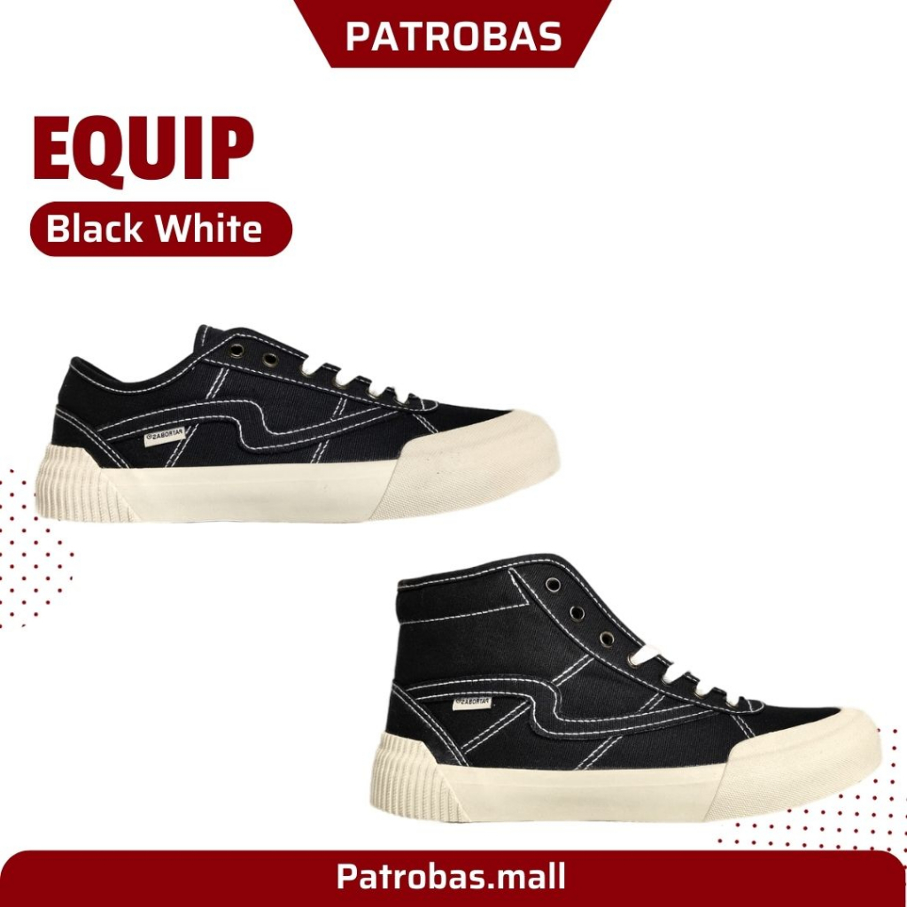 PATROBAS Equip Low High Black White Sepatu Sneakers Casual Hitam Putih Pria Wanita Original