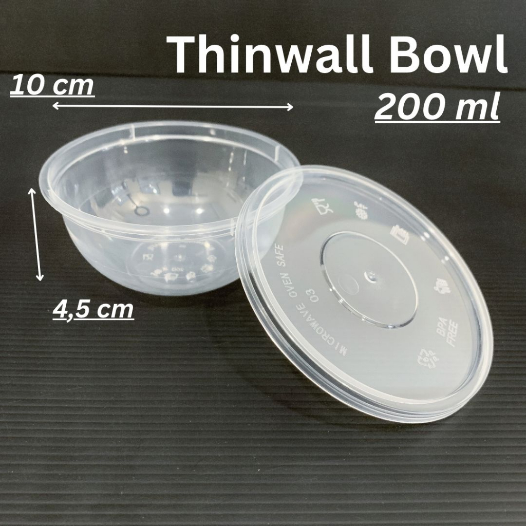 Thinwall Bowl 200 ml / Mangkok Makan Plastik 200ml