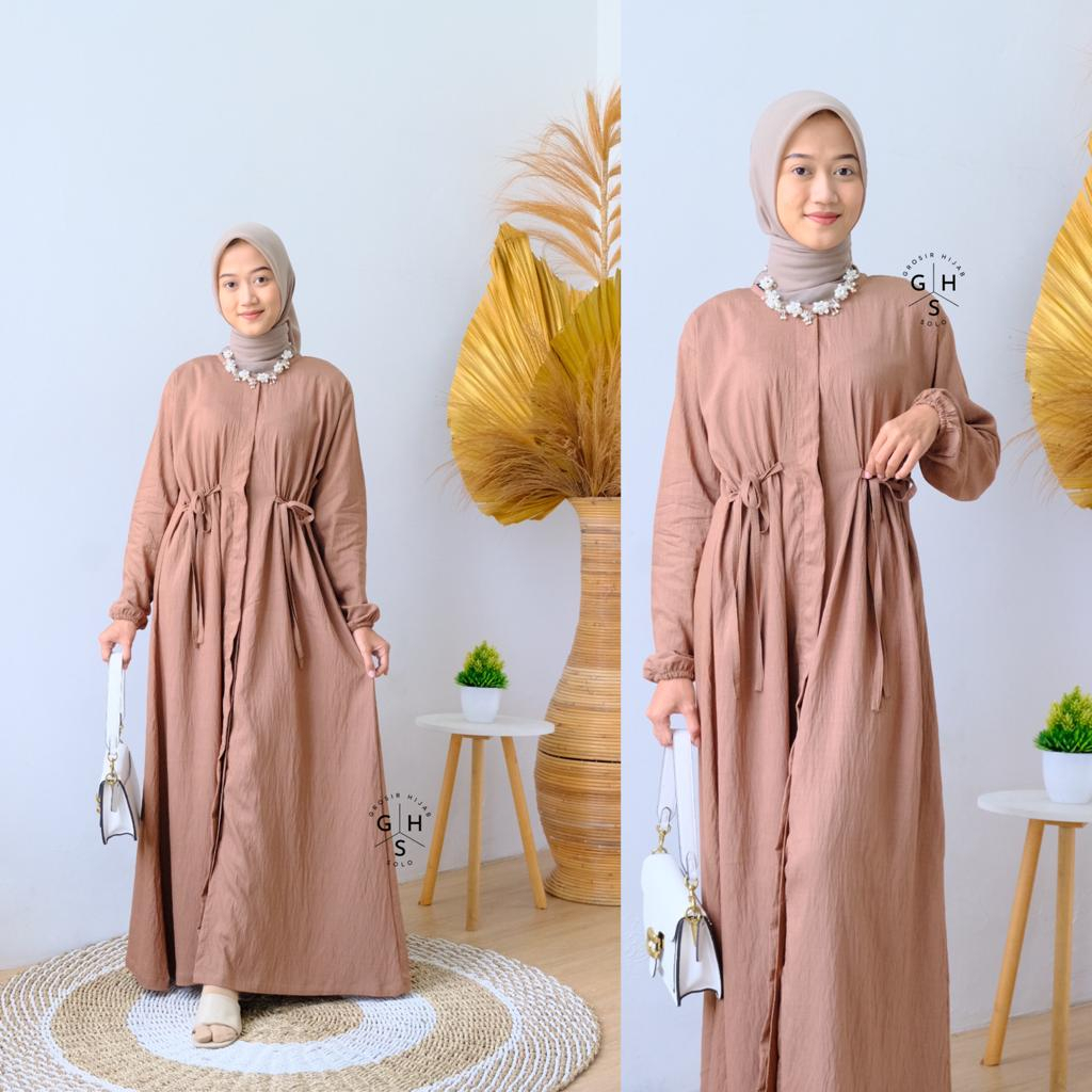 AURISTELA GAMIS TALI MAXI DRESS ATASAN WANITA FULL KANCING POLO LINEN PREMIUM (RPA)