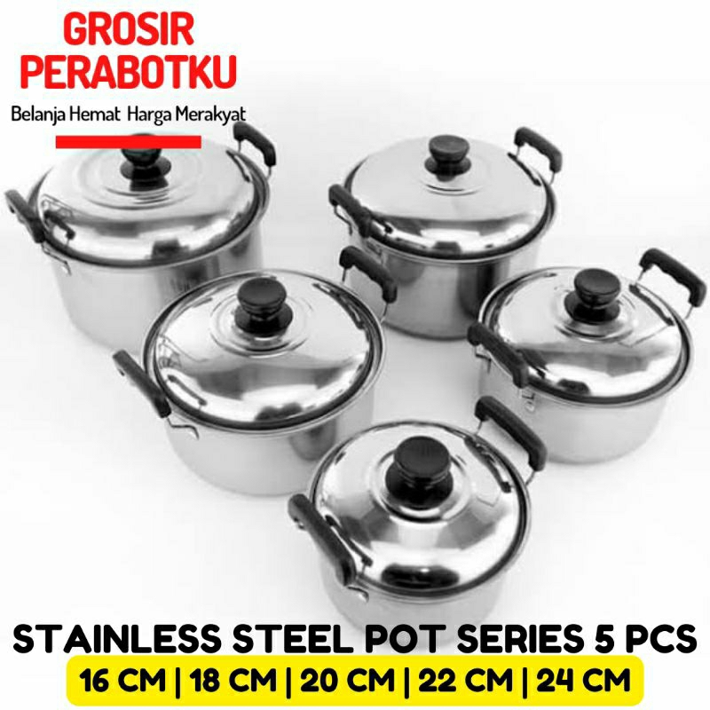 Panci Stock Pot Steamer Stainless Set + Teko Onomane / Onokabe Platinum Quality