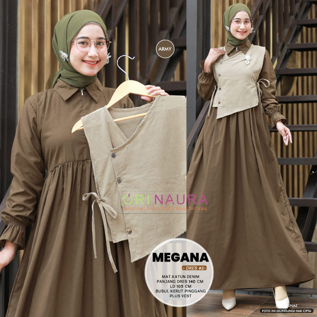 Gamis Dewasa Megana #2 Matt Katun Denim Original Naura