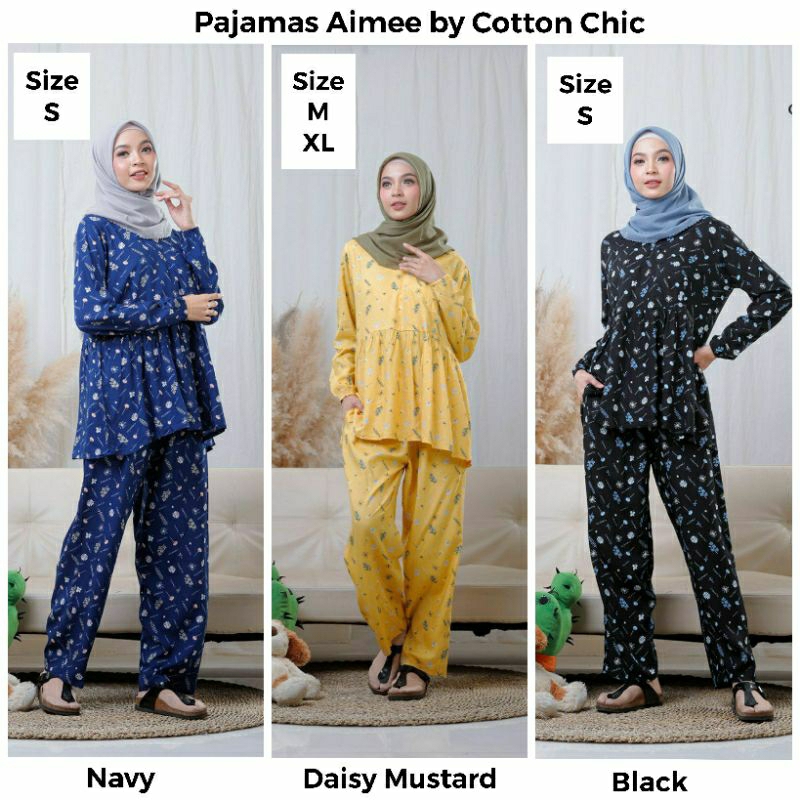 Aimee Pajamas Piyama Baju Tidur Lengan Panjang by Cotton Chic