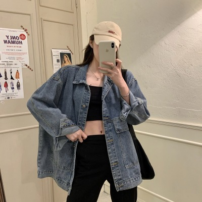 XIAOZHAINV Korean Style Lengan Panjang Jaket Denim