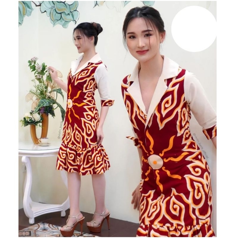 Dress batik cakra merah