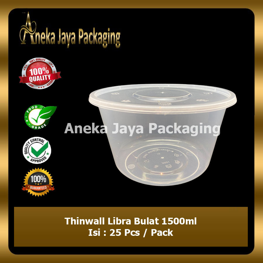 Thinwall 1500ml Bulat 25pcs/Pack Libra Bowl mangkok Bulat Bakso SOP
