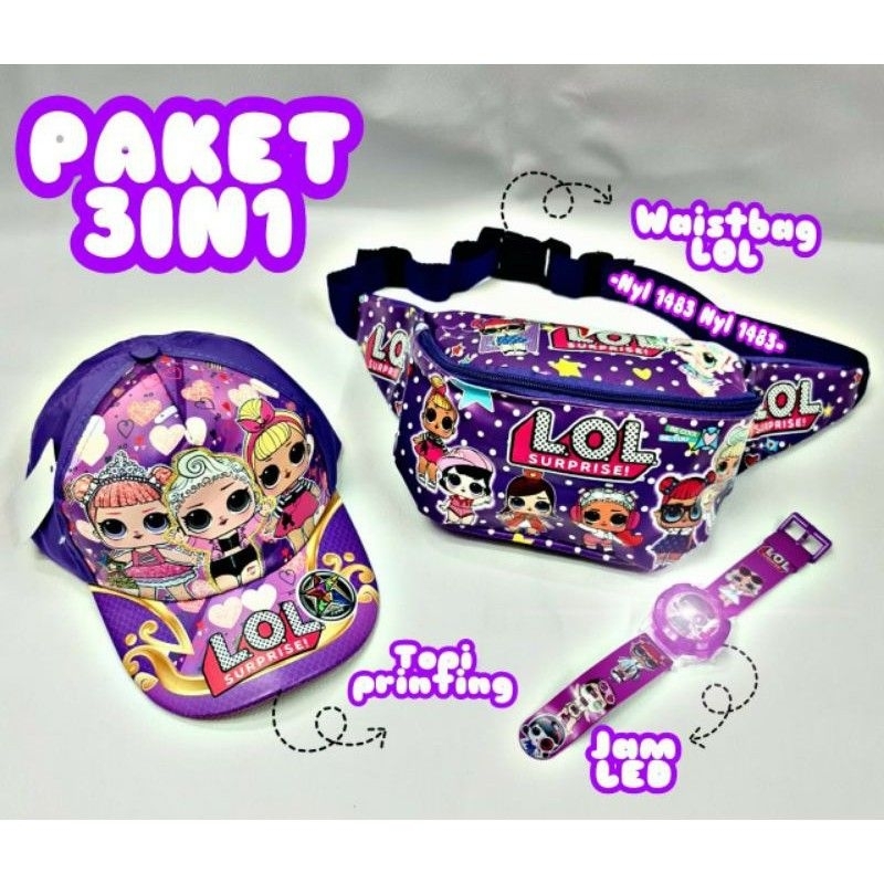 -BTS- Waistbag 3in1dan 2in1 tas SLempang anak perempuan gratis jam Laser