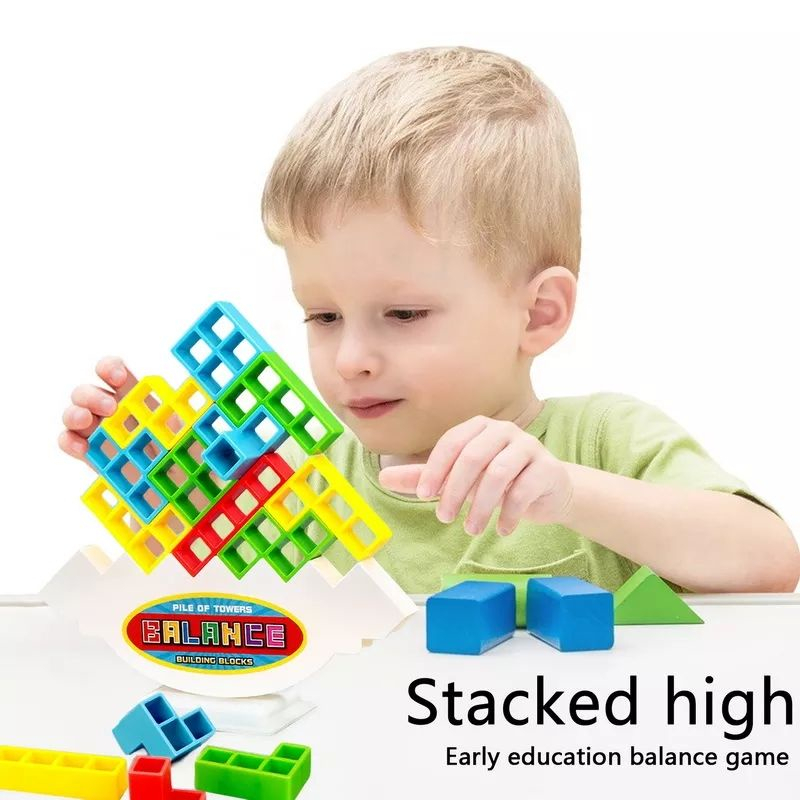 Mainan Edukasi Anak Tetris Balancing Tetra Tower Puzzle