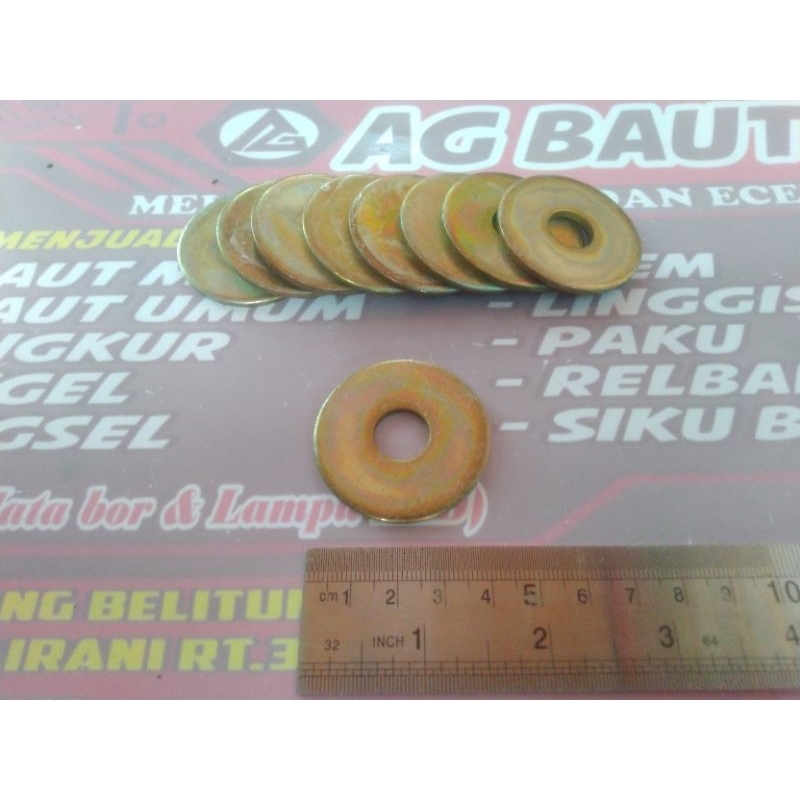 Ring Plat LEBAR Galvanis Kuning WP M12 x 42 x 3 / Flat Washer 12x42x3mm / Ring 17