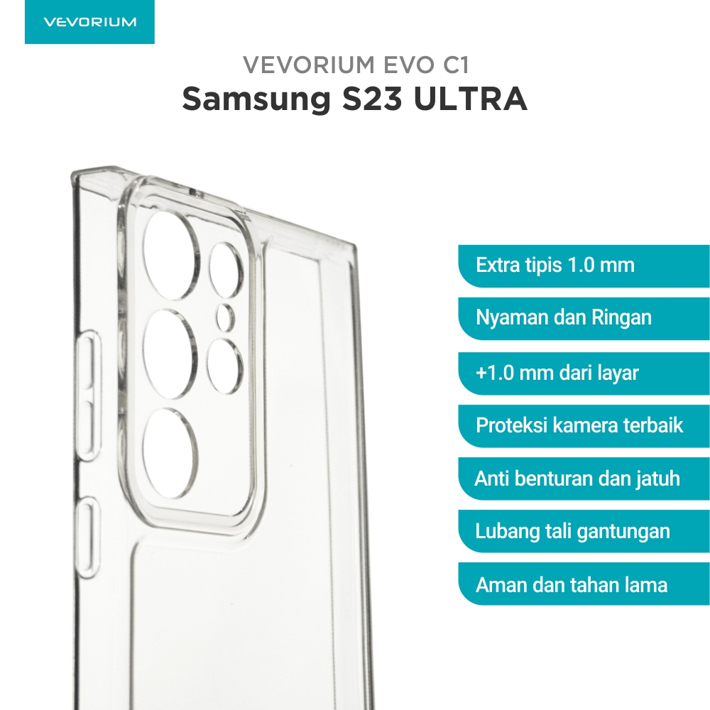 VEVORIUM EVO C1 Samsung S23 Ultra Plus Regular Clear Soft Case Bening