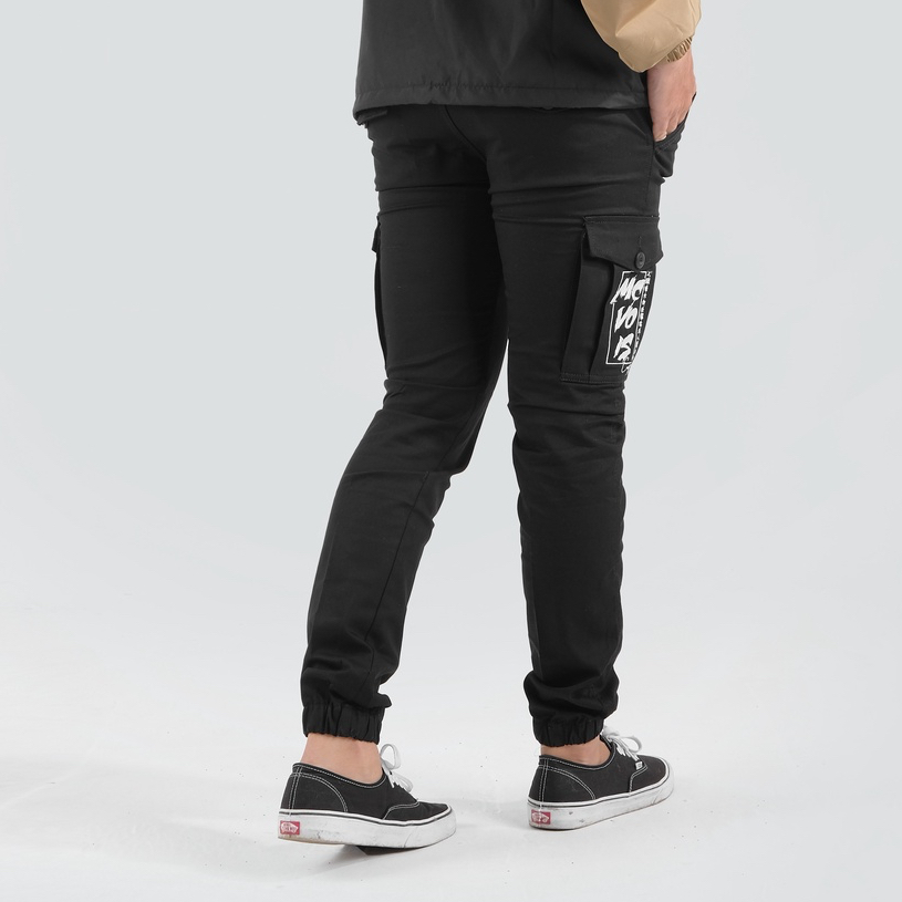 Mcvois Celana Jogger Cargo Pria Hitam Premium Distro