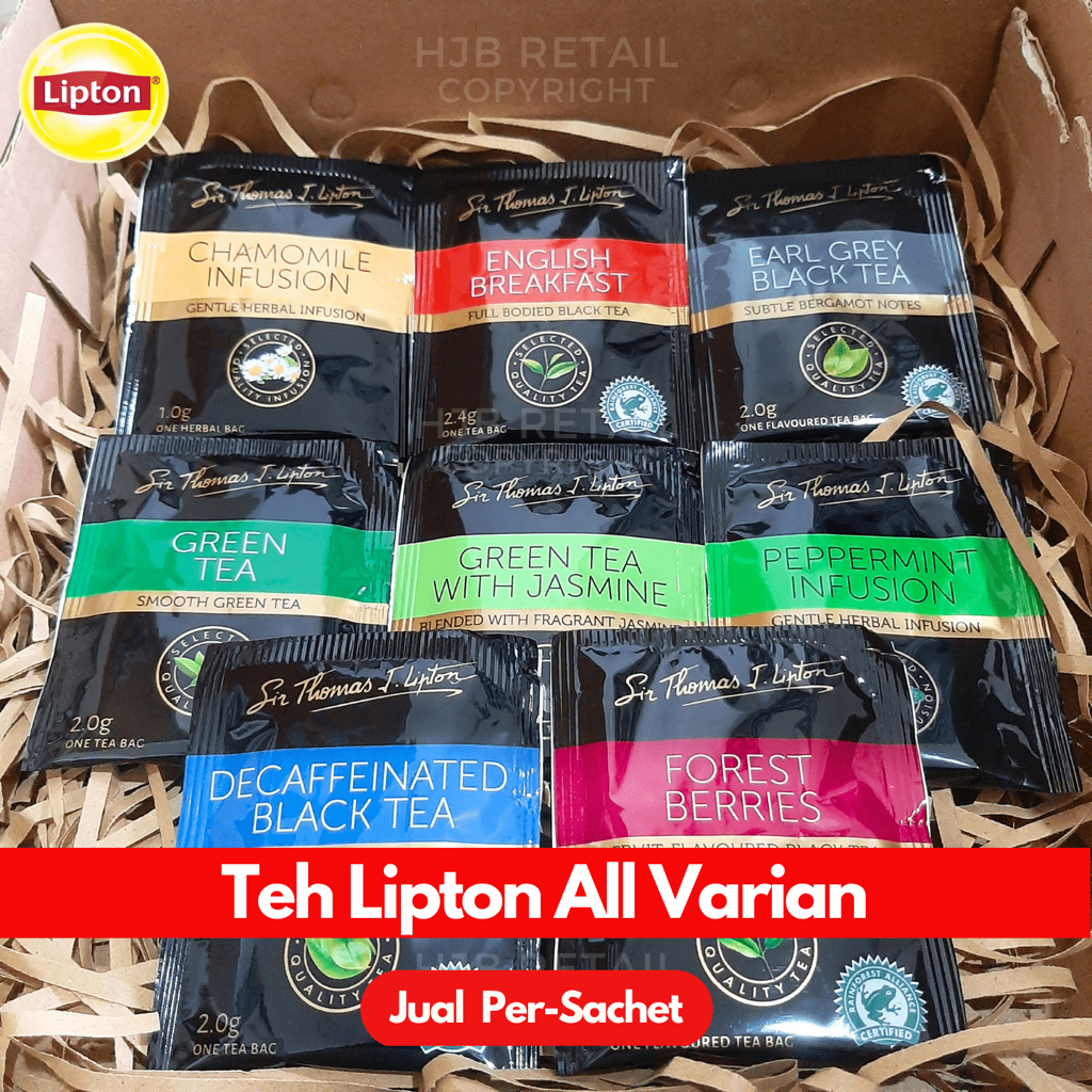 

Teh Celup Lipton All Varian ( Sachet ) Chamomile / English Breakfast / Earl Grey / Pappermint / Green Tea / Black Tea