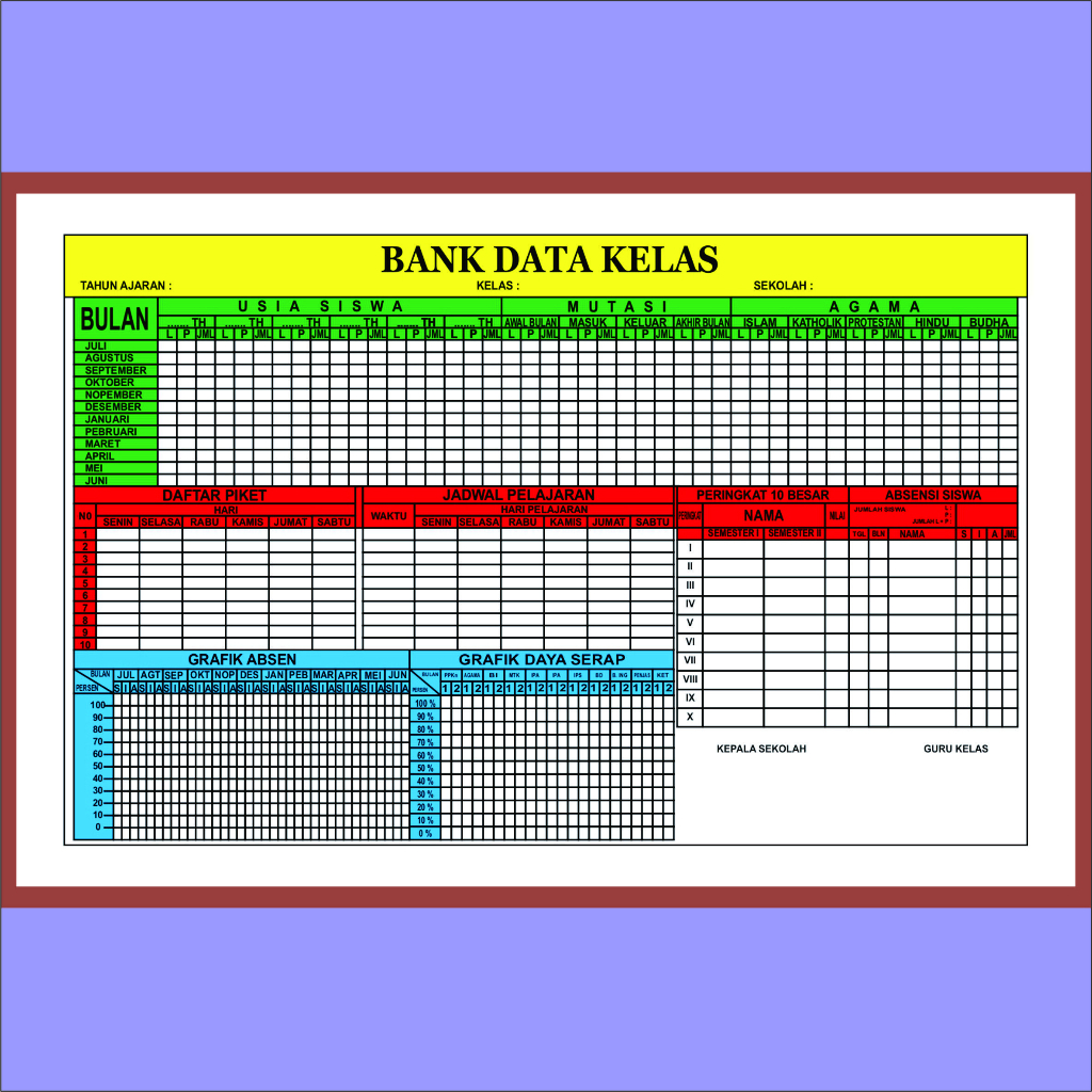 

Papan Data Bank Data Kelas sekolah atau kantor custom
