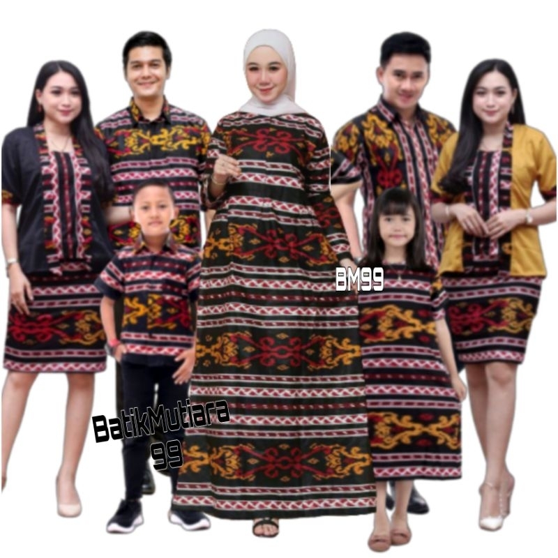 baju couple keluarga// couple wanita motif songket terbaru lurik merah hitam