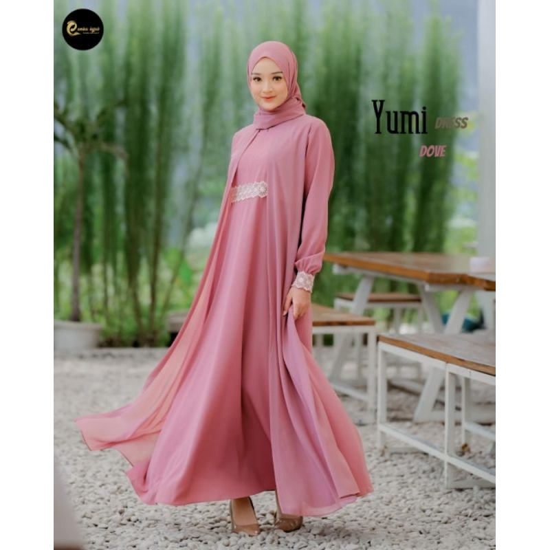 [PRE-ORDER] Yumi dress by Emka Hijab/ Gamis Seragam/ Gamis renda/ Gamis Cantik/ Gamis set Khimar/ Ga